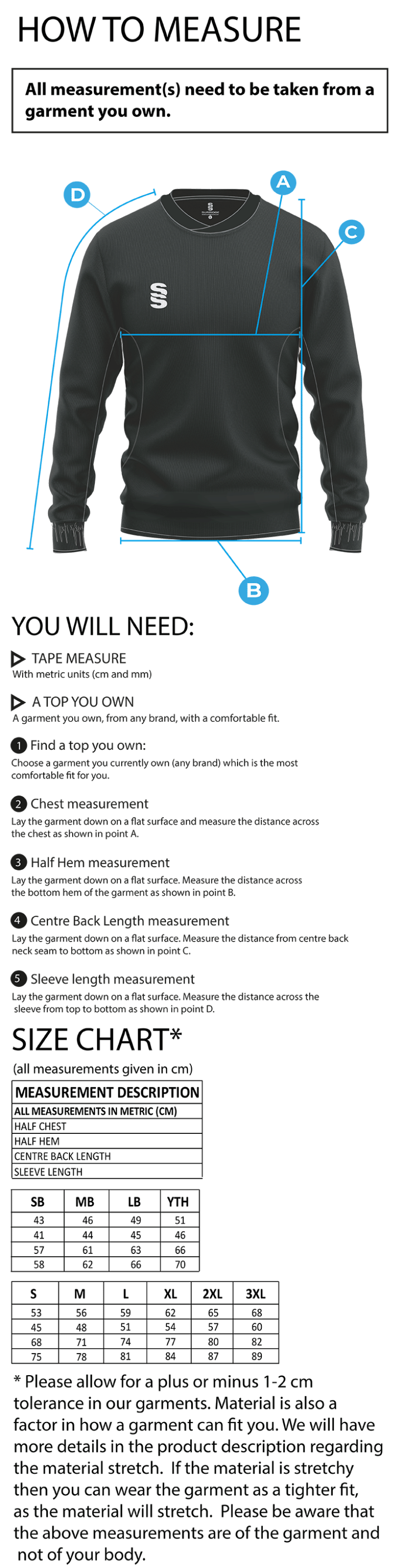 University of Essex - Run Out Top - Unisex Fit - Size Guide