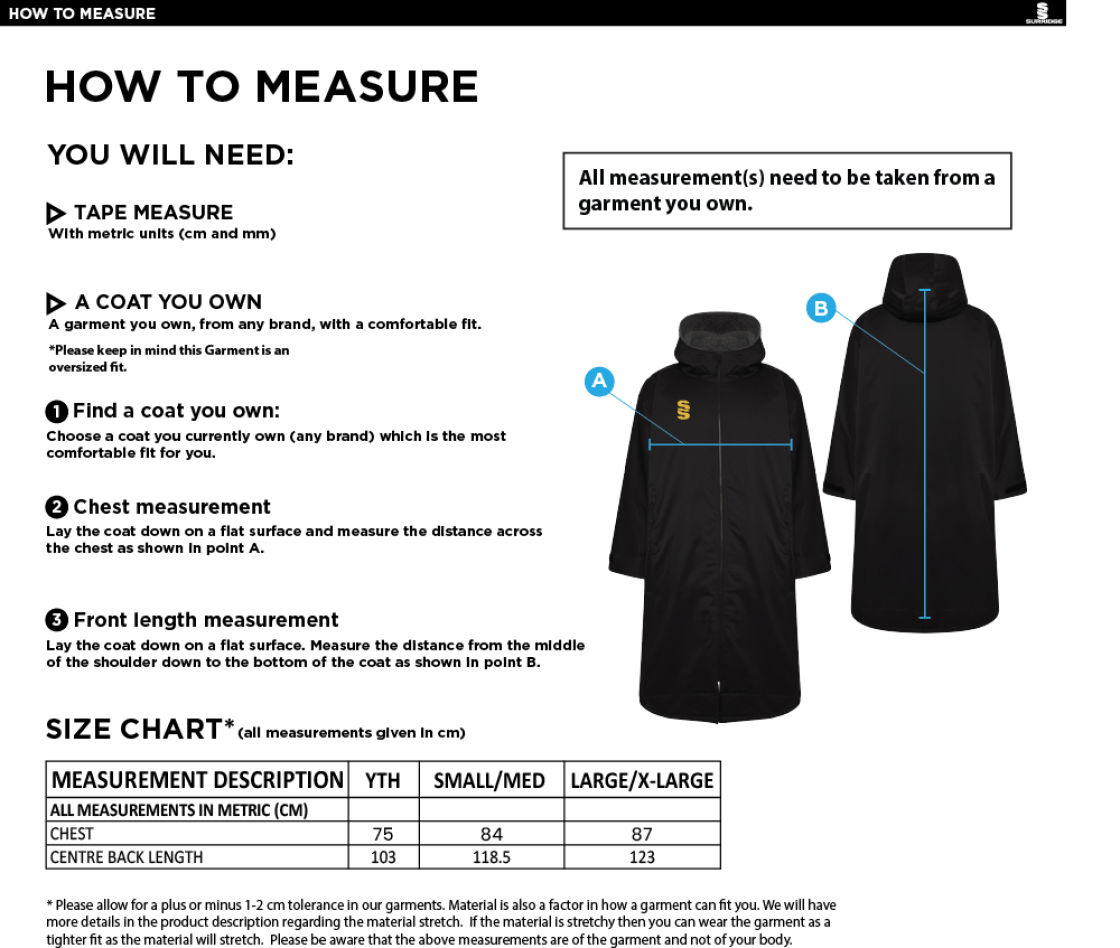 Thermal Robe - Black - Size Guide