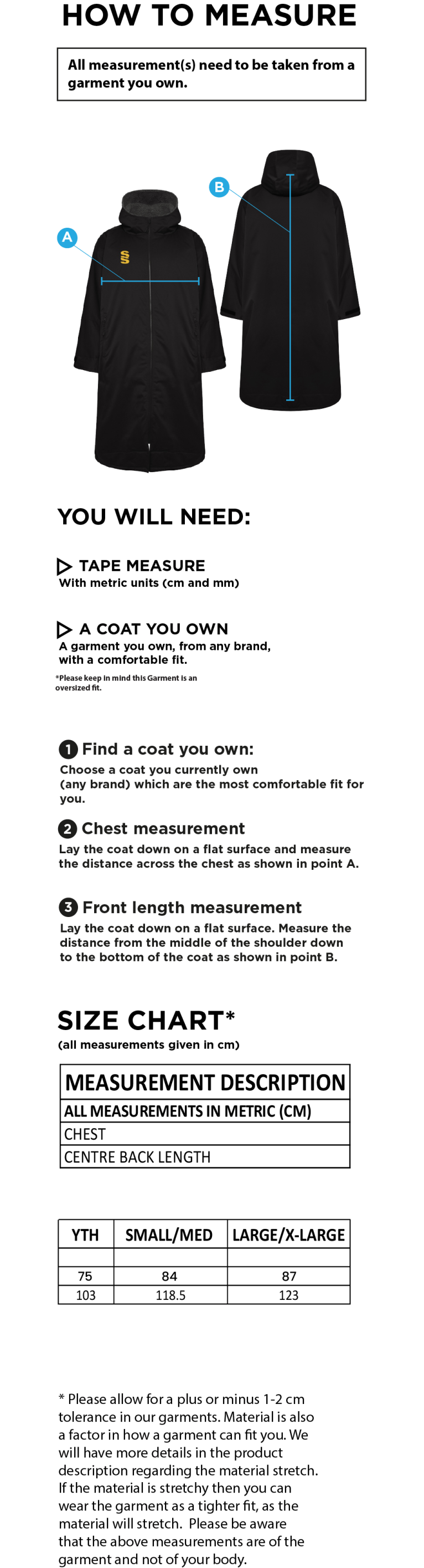 Thermal Robe - Black - Size Guide