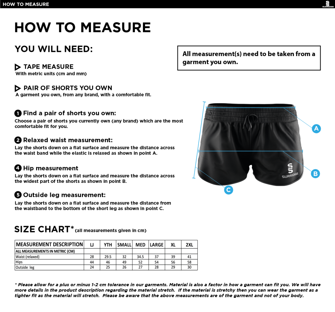 University of Essex - Dual Active Short - Women's Fit - Size Guide