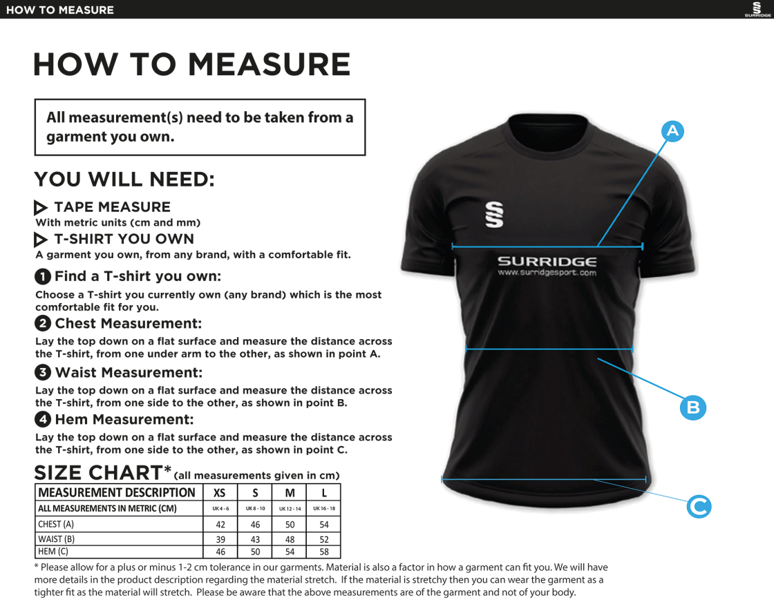Essex Rebels - Volleyball - Dual Games Shirt - Womens Fit (Pack of 2) - Size Guide