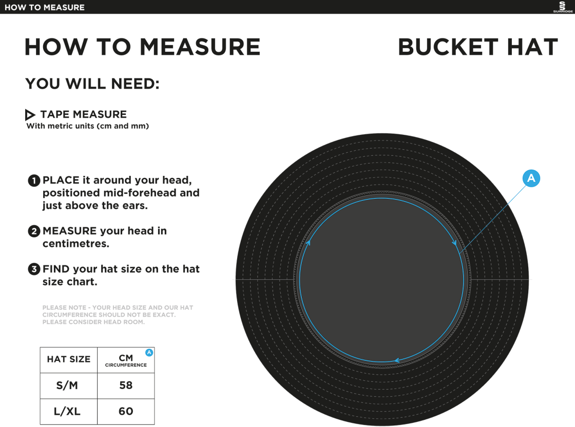 University of Essex - Dual Bucket Hat - Unisex Fit - Size Guide